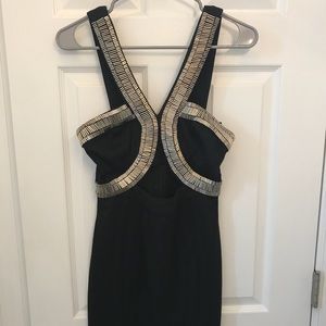 AKIRA Black Extreme Beaded Detail Mini Dress